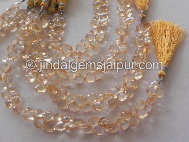 Apricot Yellow Quartz Faceted Heart Shape Beads